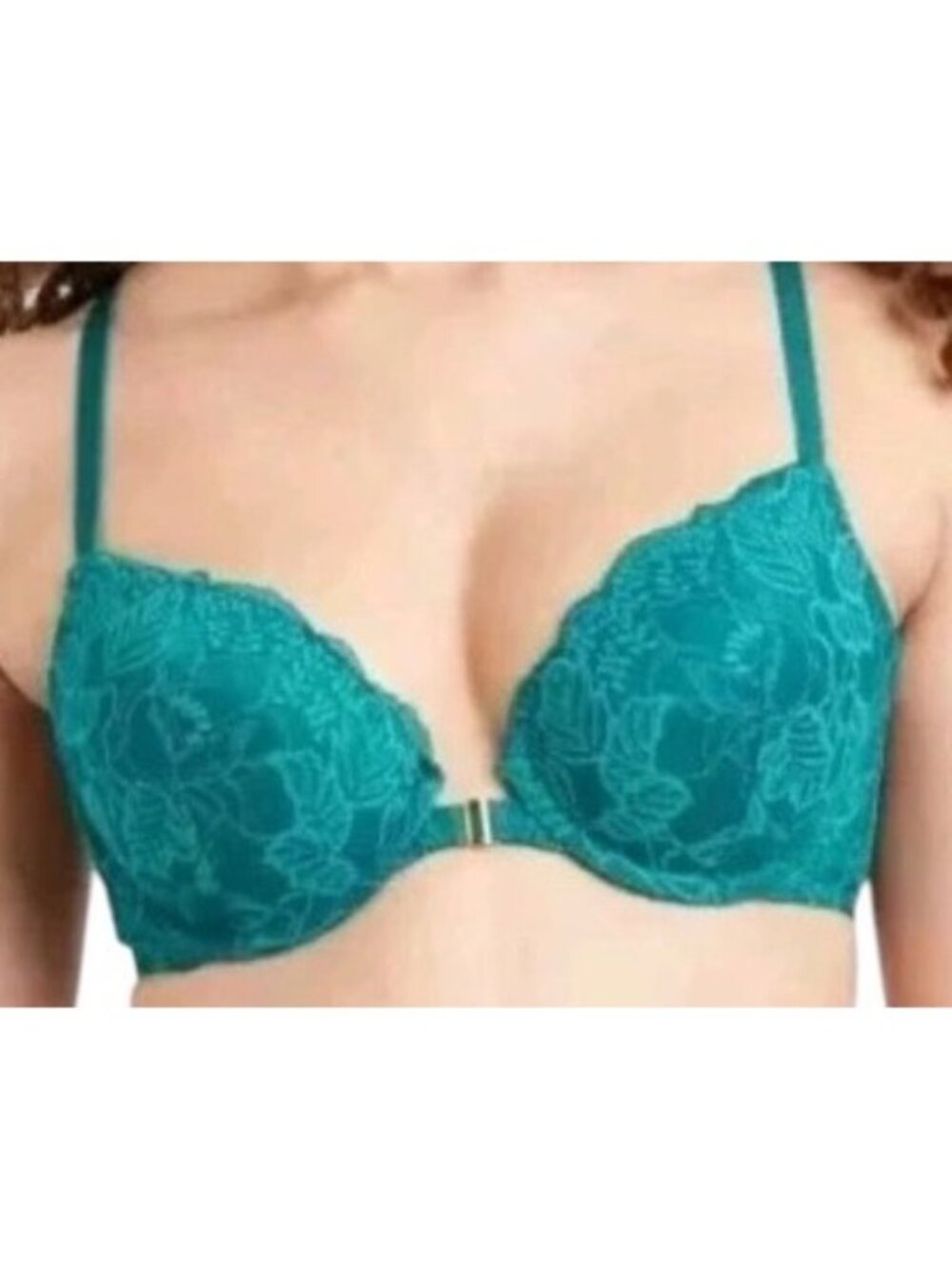 Auden 32A Aqua Lace Push-Up Bra With Racerback Teal NWT